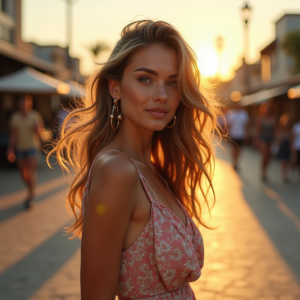 Travel — Woman In A Flowing Floral Sundress Photography #0183 (FLUX)