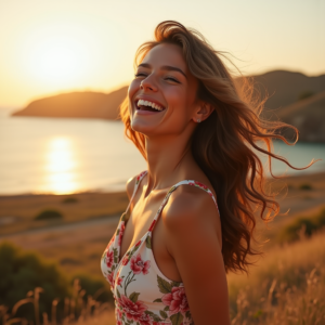 Travel — Woman In A Flowing Floral Sundress Photography #0305 (Gemini)
