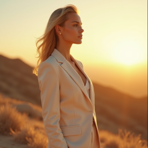 Travel — Woman In A Tailored Ivory Blazer Photography #0133 (Midjourney)