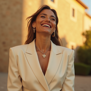 Travel — Woman In A Tailored Ivory Blazer Photography #0157 (Midjourney)