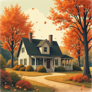 Vintage — Cozy Countryside Cottage Nestled Among Tall Illustration Styles #0079 (Recraft)