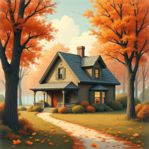 Vintage — Cozy Countryside Cottage Nestled Among Tall Illustration Styles #0115 (Recraft)