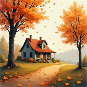 Vintage — Cozy Countryside Cottage Nestled Among Tall Illustration Styles #0151 (Recraft)