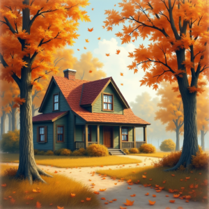 Vintage — Cozy Countryside Cottage Nestled Among Tall Illustration Styles #0187 (Recraft)