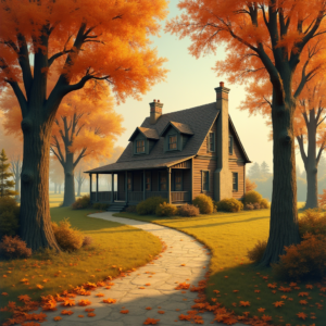 Vintage — Cozy Countryside Cottage Nestled Among Tall Illustration Styles #0223 (Recraft)