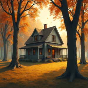 Vintage — Cozy Countryside Cottage Nestled Among Tall Illustration Styles #0326 (FLUX)