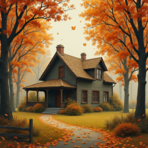Vintage — Cozy Countryside Cottage Nestled Among Tall Illustration Styles #0332 (Ideogram)