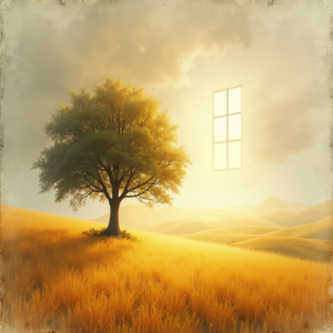 Vintage — Lone Tree Standing In A Sweeping Illustration Styles #0042 (Firefly)