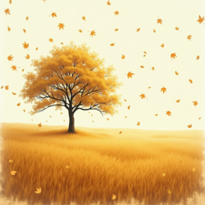 Vintage — Lone Tree Standing In A Sweeping Illustration Styles #0048 (Midjourney)