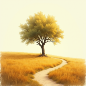 Vintage — Lone Tree Standing In A Sweeping Illustration Styles #0060 (Midjourney)