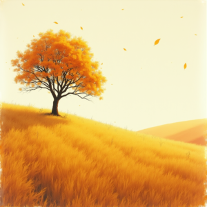 Vintage — Lone Tree Standing In A Sweeping Illustration Styles #0084 (Midjourney)