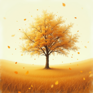Vintage — Lone Tree Standing In A Sweeping Illustration Styles #0192 (Midjourney)