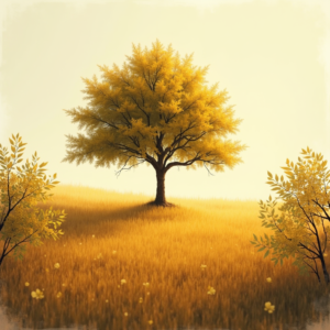 Vintage — Lone Tree Standing In A Sweeping Illustration Styles #0247 (Recraft)