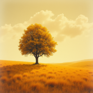 Vintage — Lone Tree Standing In A Sweeping Illustration Styles #0271 (Recraft)