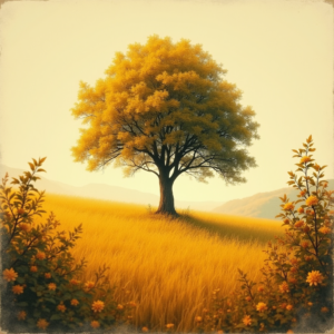 Vintage — Lone Tree Standing In A Sweeping Illustration Styles #0283 (Recraft)