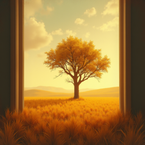 Vintage — Lone Tree Standing In A Sweeping Illustration Styles #0295 (Recraft)