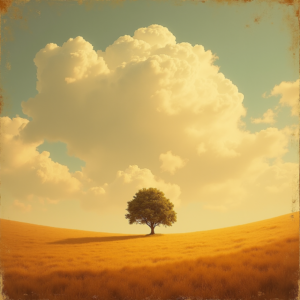 Vintage — Lone Tree Standing In A Sweeping Illustration Styles #0325 (Stable Diffusion)