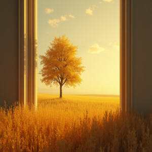 Vintage — Lone Tree Standing In A Sweeping Illustration Styles #0331 (Recraft)