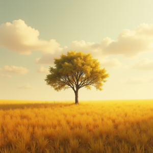 Vintage — Lone Tree Standing In A Sweeping Illustration Styles #0343 (Recraft)