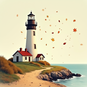 Vintage — Quiet Coastal Lighthouse Against A Soft Illustration Styles #0010 (Seedream)