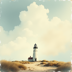 Vintage — Quiet Coastal Lighthouse Against A Soft Illustration Styles #0034 (Seedream)