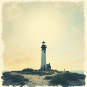 Vintage — Quiet Coastal Lighthouse Against A Soft Illustration Styles #0106 (Seedream)