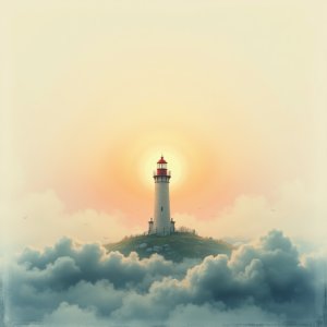 Vintage — Quiet Coastal Lighthouse Against A Soft Illustration Styles #0233 (ChatGPT)