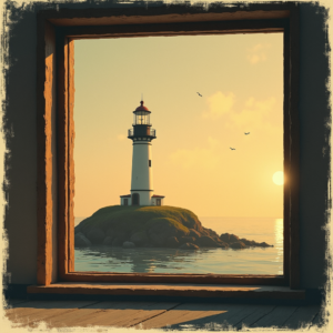 Vintage — Quiet Coastal Lighthouse Against A Soft Illustration Styles #0257 (ChatGPT)