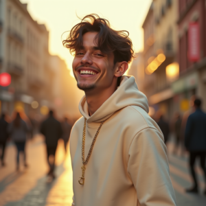 Viral Posts — Stylish Young Man In A Cream Social Media #0116 (Firefly)