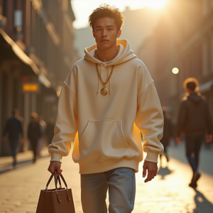 Viral Posts — Stylish Young Man In A Cream Social Media #0134 (Midjourney)