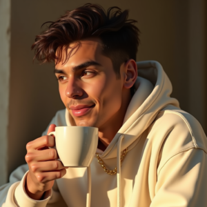 Viral Posts — Stylish Young Man In A Cream Social Media #0164 (Firefly)