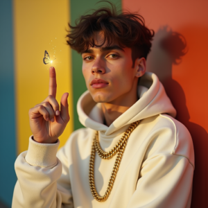Viral Posts — Stylish Young Man In A Cream Social Media #0245 (Krea)