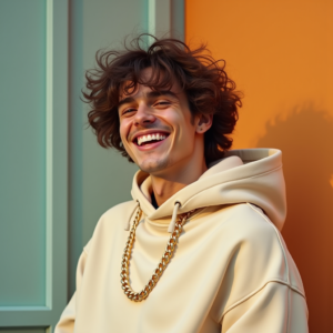 Viral Posts — Stylish Young Man In A Cream Social Media #0251 (Leonardo)