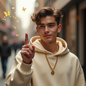Viral Posts — Stylish Young Man In A Cream Social Media #0317 (Krea)