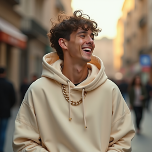 Viral Posts — Stylish Young Man In A Cream Social Media #0323 (Leonardo)