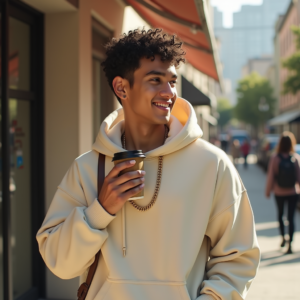 Viral Posts — Stylish Young Man In A Cream Social Media #0335 (Leonardo)