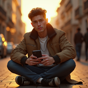 Viral Posts — Young Man In A Bomber Jacket Social Media #0144 (Seedream)