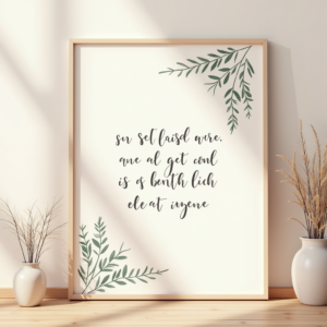 Wall Art — Cozy Hand-lettered Quote Framed By Minimal Printable / Etsy #0212 (Seedream)