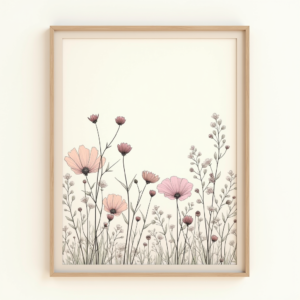 Wall Art — Delicate Line-art Bouquet Of Wildflowers With Printable / Etsy #0085 (Krea)
