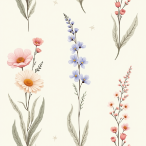 Wall Art — Delicate Line-art Bouquet Of Wildflowers With Printable / Etsy #0187 (Leonardo)