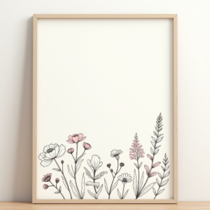 Wall Art — Delicate Line-art Bouquet Of Wildflowers With Printable / Etsy #0199 (Leonardo)