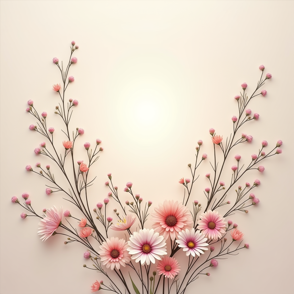Wall Art — Delicate Line-art Bouquet Of Wildflowers With Printable / Etsy #0294 (Ideogram)