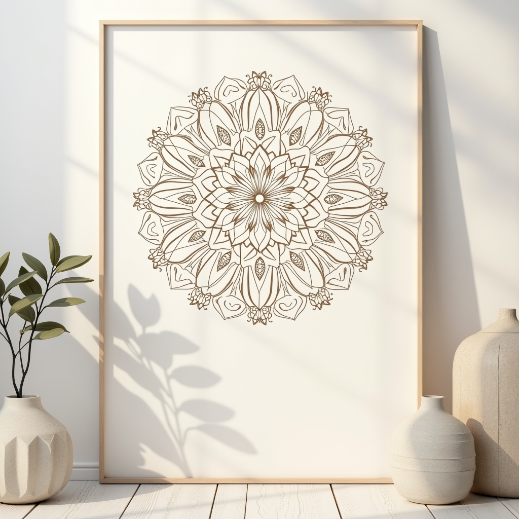 Wall Art — Intricate Mandala Pattern Radiating From A Printable / Etsy #0021 (Dreamina)