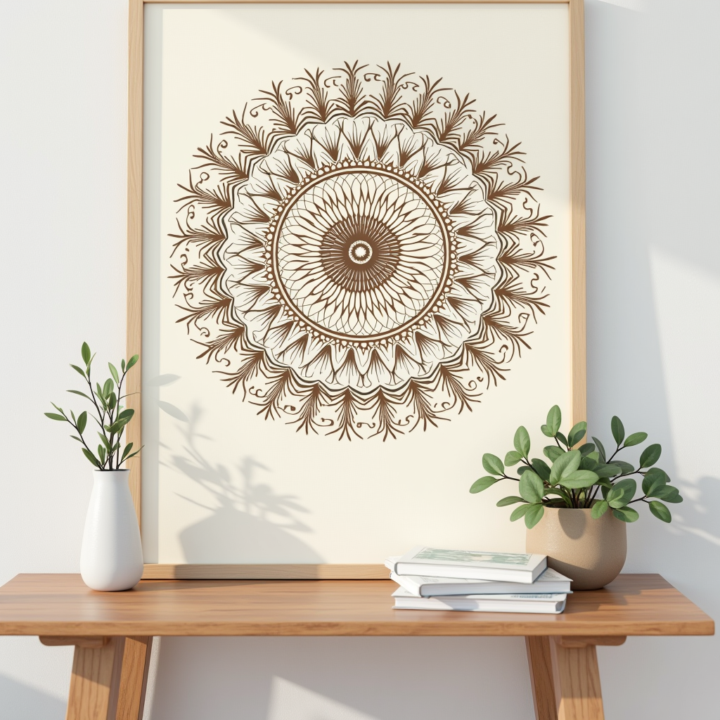 Wall Art — Intricate Mandala Pattern Radiating From A Printable / Etsy #0213 (Dreamina)