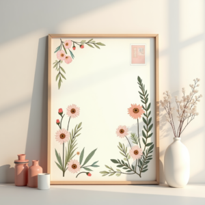 Wall Art — Nostalgic Vintage-postcard-style Botanical Illustration Printable / Etsy #0006 (Ideogram)