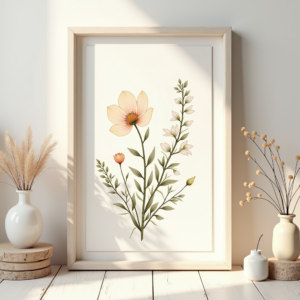 Wall Art — Nostalgic Vintage-postcard-style Botanical Illustration Printable / Etsy #0090 (Ideogram)