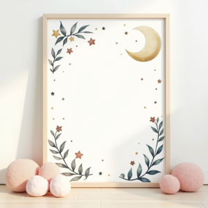 Wall Art — Soft Watercolor-style Moon-and-stars Nursery Motif Printable / Etsy #0005 (Recraft)