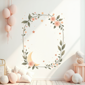 Wall Art — Soft Watercolor-style Moon-and-stars Nursery Motif Printable / Etsy #0017 (Recraft)