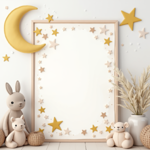 Wall Art — Soft Watercolor-style Moon-and-stars Nursery Motif Printable / Etsy #0059 (Stable Diffusion)