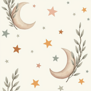 Wall Art — Soft Watercolor-style Moon-and-stars Nursery Motif Printable / Etsy #0083 (Stable Diffusion)